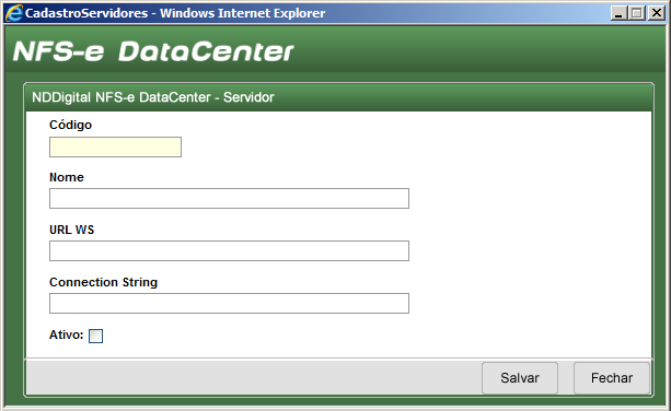 17-DataCenter_Adicionar cadastro do Servidor