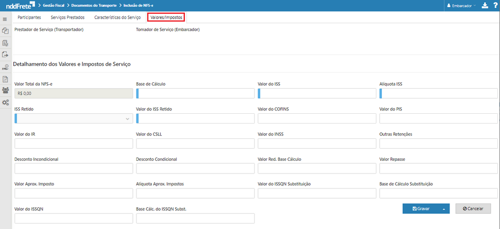 nfse valores